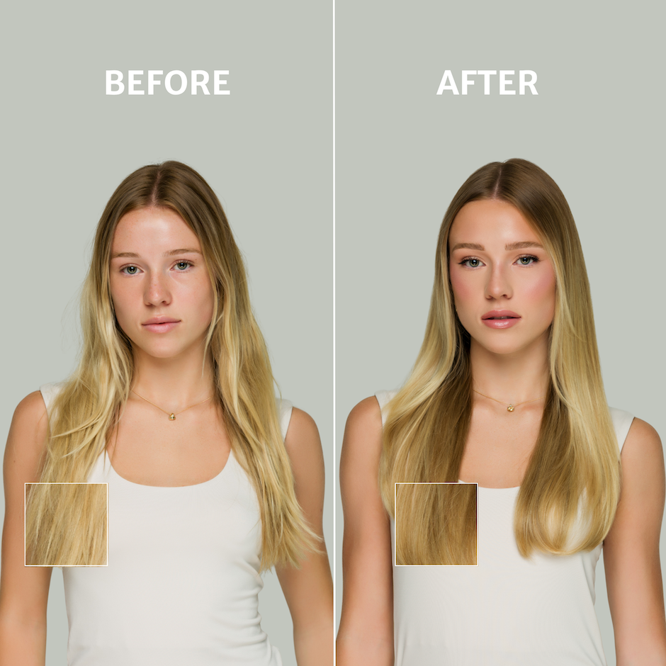 Before and after results using Camellia Hair Oil