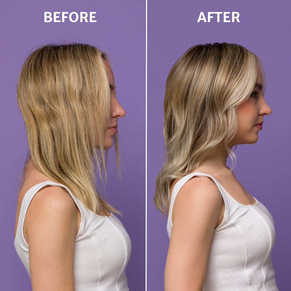 Before and after results using Frosty Shampoo