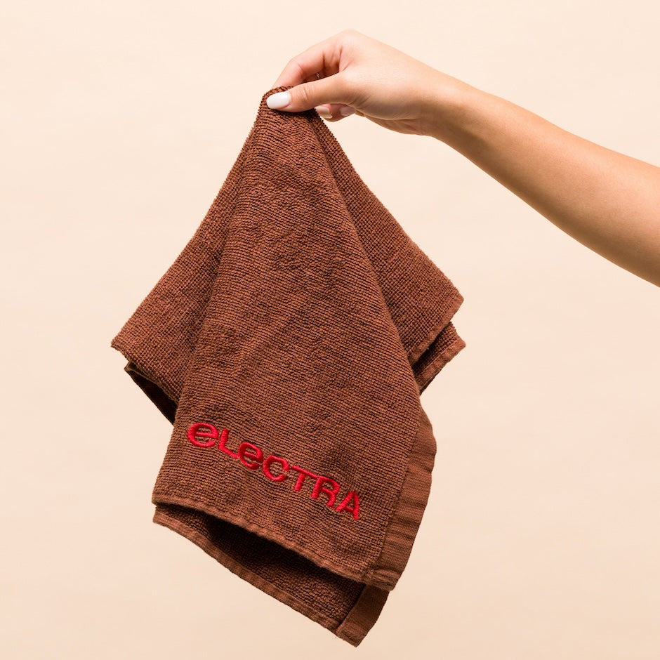 Brown hair towel