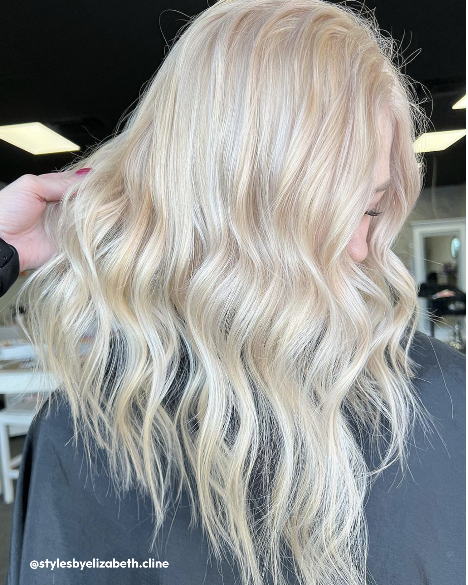 Woman wearing Frosty Shampoo in hair