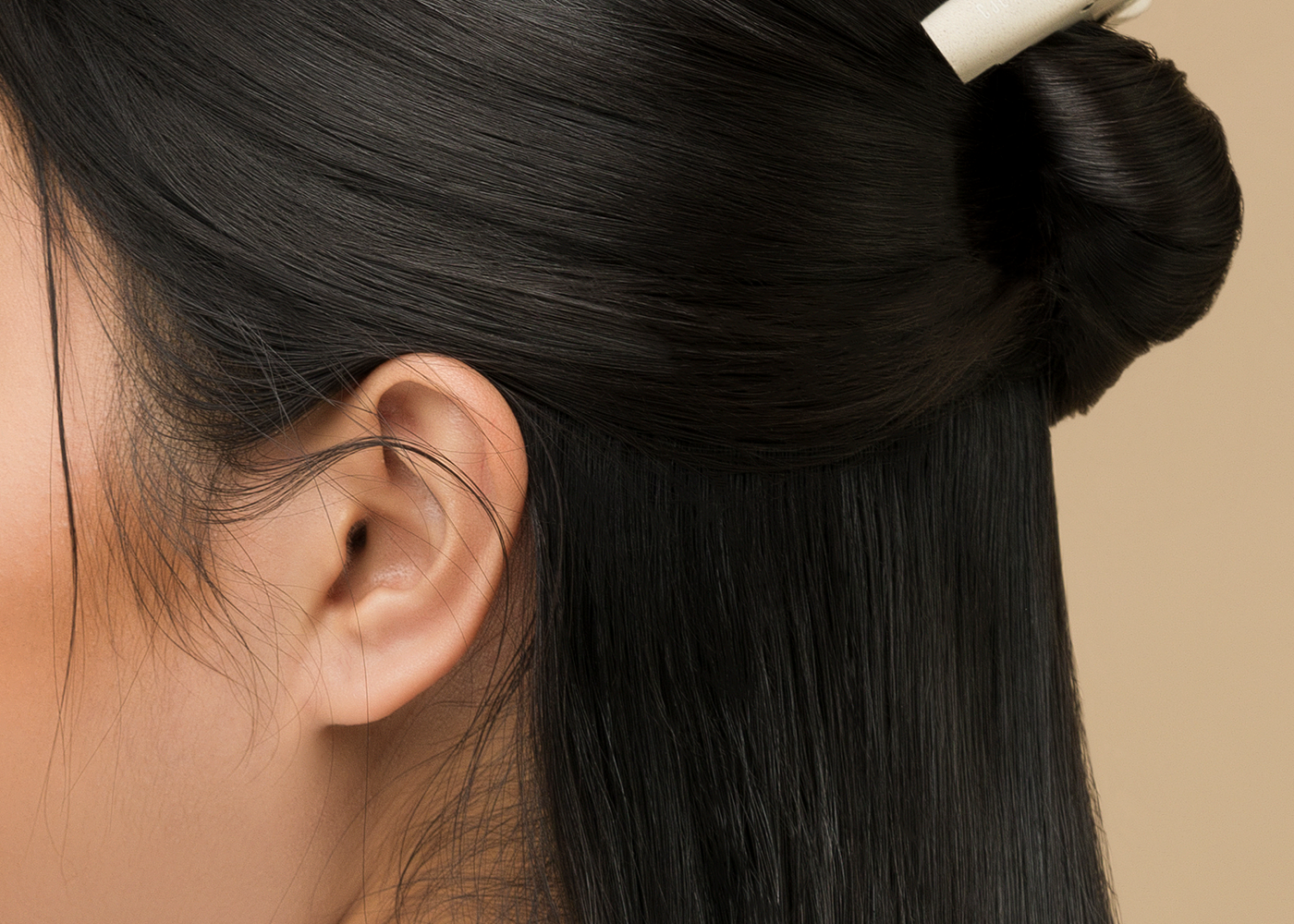 Shiny black hair