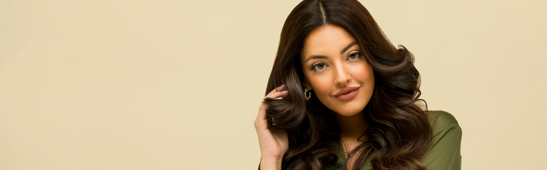 Woman with long, wavy hair