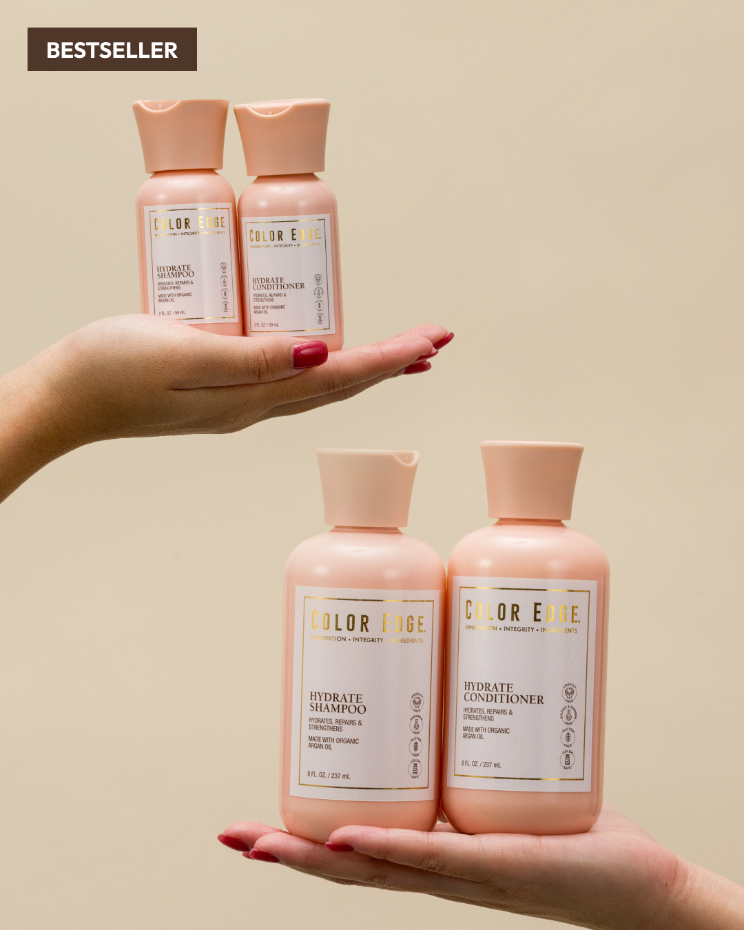 Hand holding Hydrate Shampoo bottle