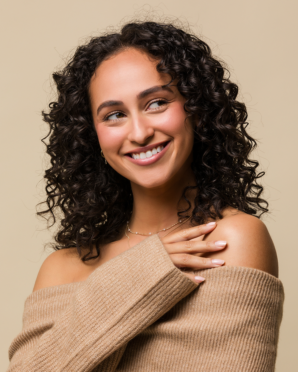 Woman with curly hair