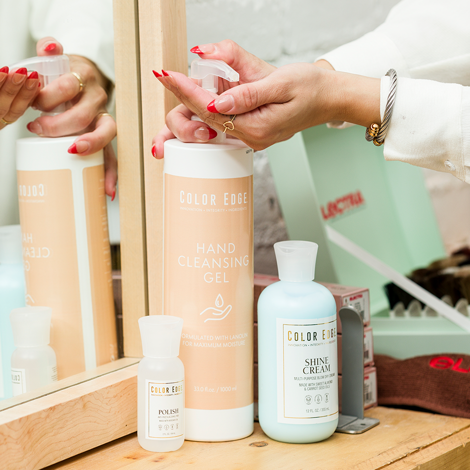 Squeezing Hand Cleansing Gel in hands