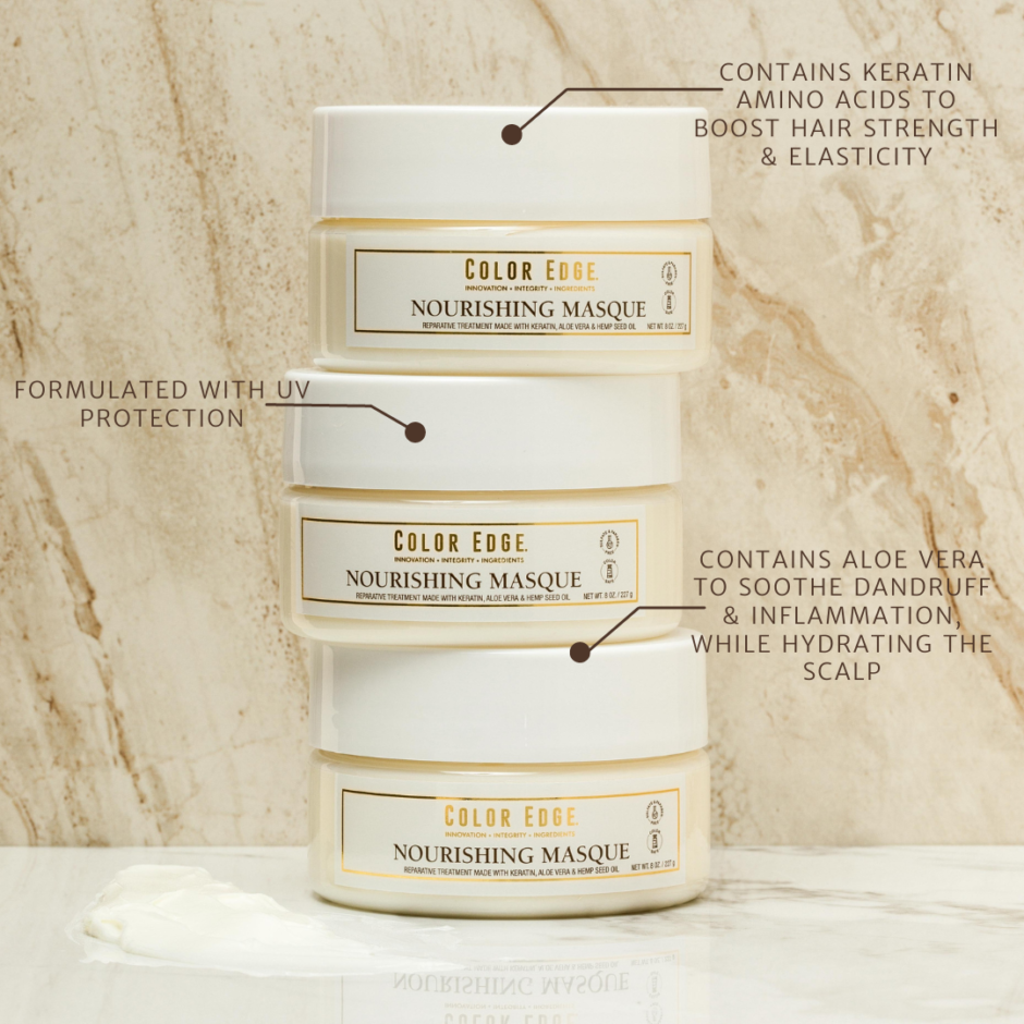 Formulated with UV protection, has Keratin Animo Acids to boost elasticity, soothes dandruff and inflammation