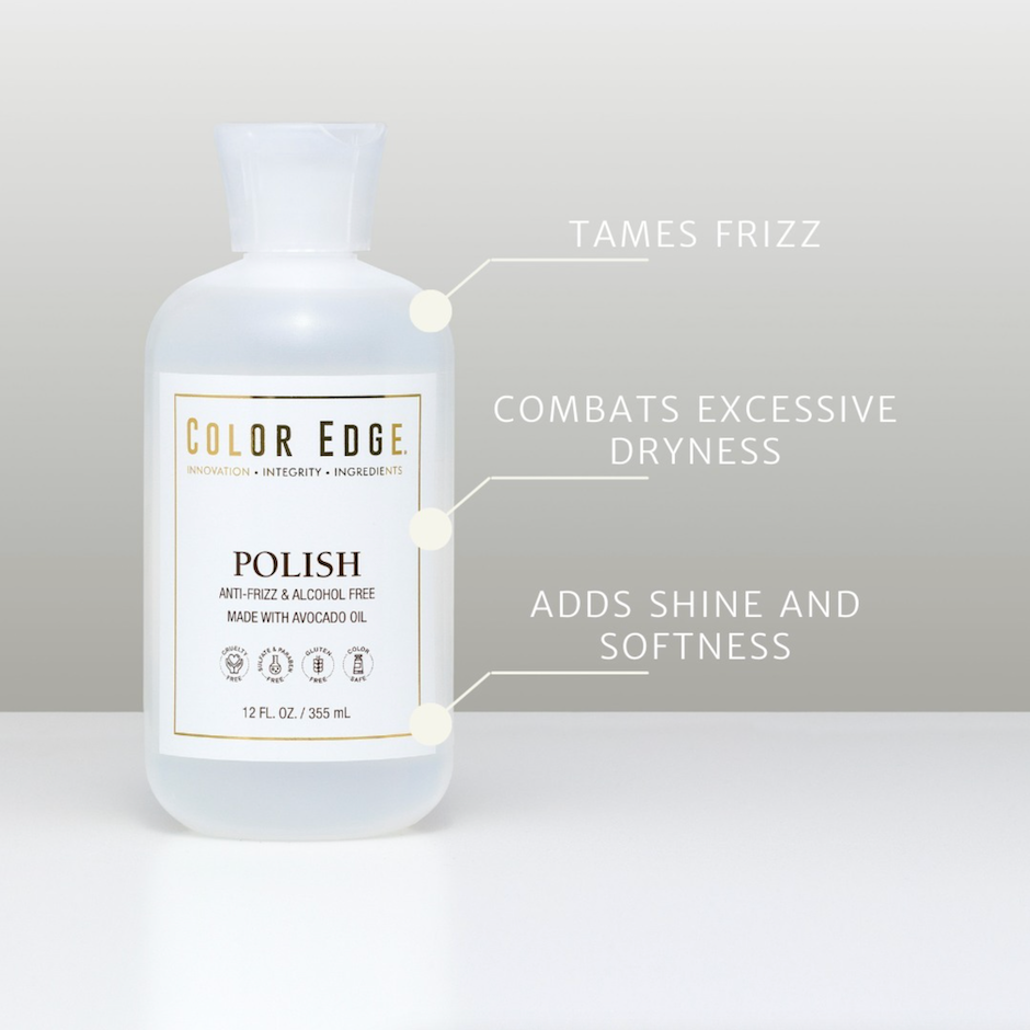 Tames frizz, combats dryness, adds shine and softness