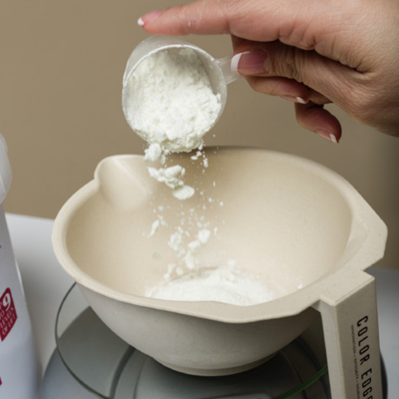 Step 1. Measure Super Light in mixing bowl.