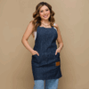 Blue denim pinstriped apron