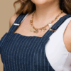Blue denim pinstriped apron