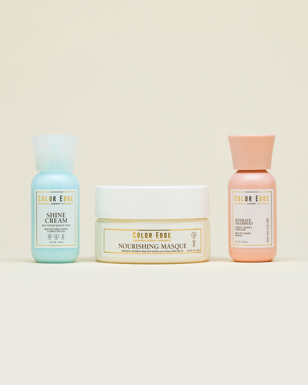 Hydration Therapy bundle: Shine Cream 2oz, Hydrate Shampoo 3oz, Nourishing Masque